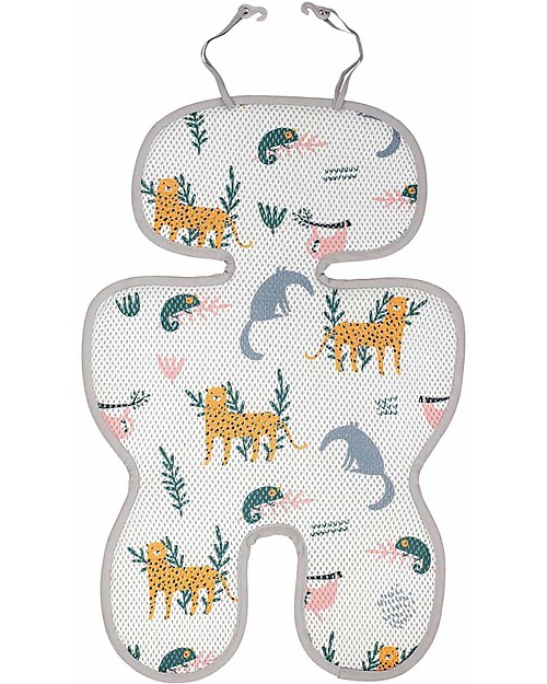 Leokid Fodera Estiva 3D Doppia - Animali/Bianco - per Seggiolino Auto + Passeggino Accessori Seggiolini Auto