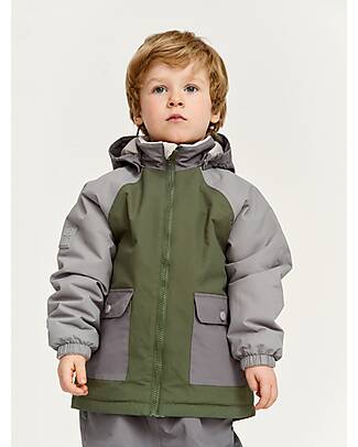 Leokid Giacca Invernale Impermeabile - Green Gray - con Tasche Frontali Impermeabili