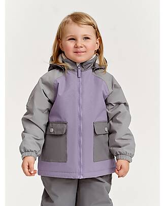 Leokid Giacca Invernale Impermeabile - Lilac Gray - con Tasche Frontali Impermeabili