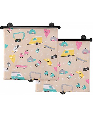 Leokid Set da 2 Tendine Parasole per Auto - Avventura - Avvolgibili e Protettive! Accessori Seggiolini Auto