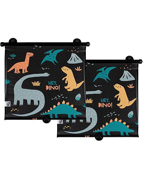 Leokid Set da 2 Tendine Parasole per Auto - Hey Dino - Avvolgibili e Protettive! Accessori Seggiolini Auto