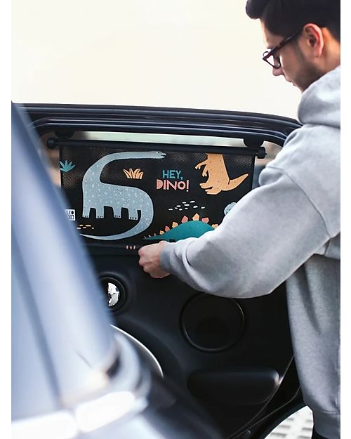 Leokid Set da 2 Tendine Parasole per Auto - Hey Dino - Avvolgibili e Protettive! Accessori Seggiolini Auto