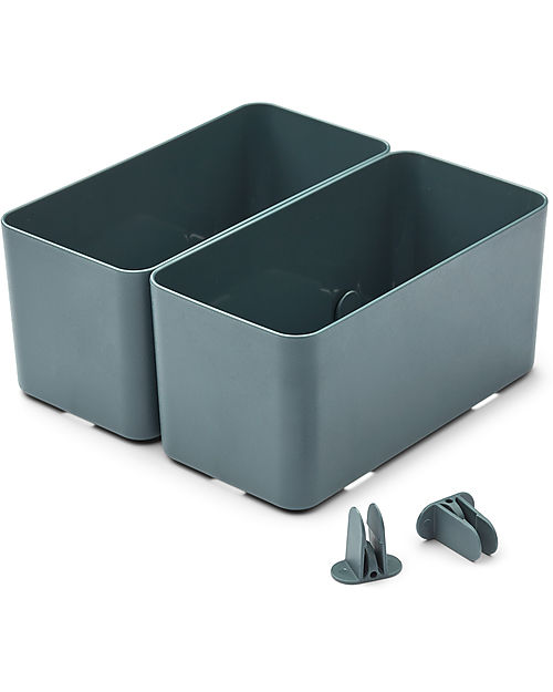 Liewood 2 Contenitori Jamal L - Blu - Plastica Riciclata -  10.2x21x10.5cm Contenitori Portaoggetti