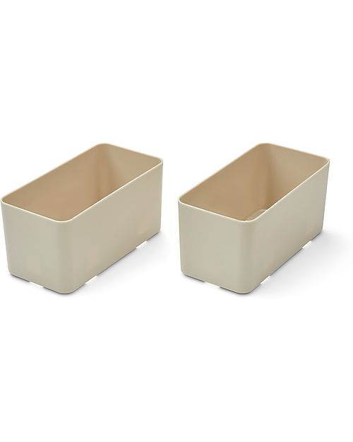 Liewood 2 Contenitori Jamal L - Sabbia - Plastica Riciclata -  10.2x21x10.5cm Contenitori Portaoggetti