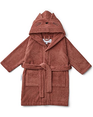 Liewood Accappatoio Lily, Gattino Rosa Scuro - 100% Spugna di Cotone Bio Accappatoi e Asciugamani