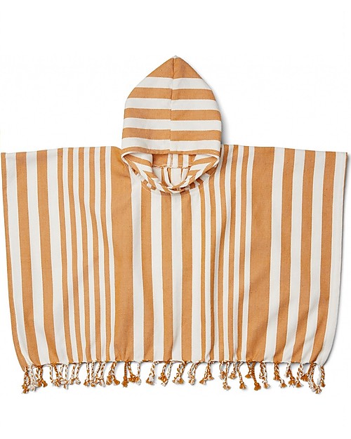 Liewood Accappatoio Poncho Roomie, Righe Crema/Senape - 100% cotone bio Accappatoi e Asciugamani