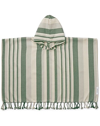 Liewood Accappatoio Poncho Roomie - Righe Sabbia/Blu e Verde - 100% Cotone Bio Accappatoi e Asciugamani