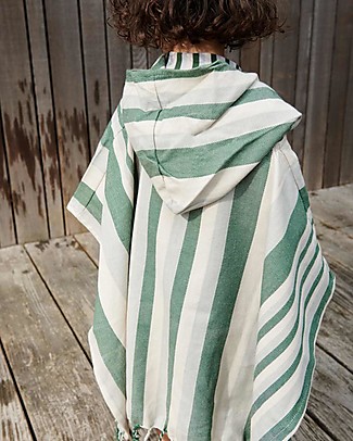 Liewood Accappatoio Poncho Roomie - Righe Sabbia/Blu e Verde - 100% Cotone Bio Accappatoi e Asciugamani