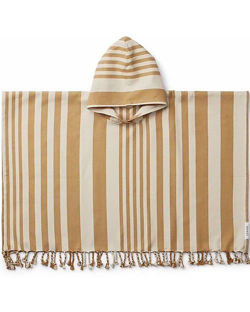 Liewood Accappatoio Poncho Roomie - Righe Sabbia/Mostarda - 100% Cotone Bio Accappatoi e Asciugamani