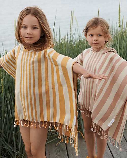 Liewood Accappatoio Poncho Roomie - Righe Sabbia/Mostarda - 100% Cotone Bio Accappatoi e Asciugamani
