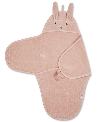 Liewood Asciugamano Swaddle Nomi, Coniglio Rosa - 100% spugna di cotone bio Accappatoi e Asciugamani