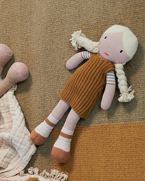 Liewood Bambola Johanna - Golden Caramel Multi Mix - 30 cm - 100% Cotone Bio Bambole