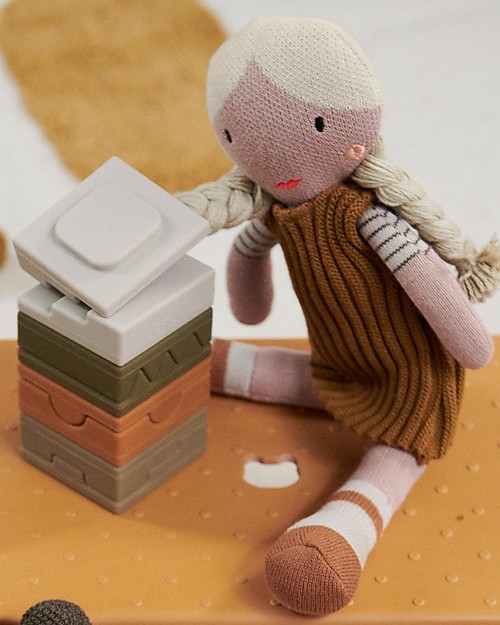 Liewood Bambola Johanna - Golden Caramel Multi Mix - 30 cm - 100% Cotone Bio Bambole