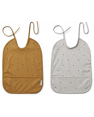Liewood Bavagli Impermeabili con Tasca Lai - Classic Dot Mix - 100% materiale riciclato! - Set da 2 Bavagli Impermeabili