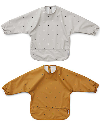 Liewood Bavagli Impermeabili Manica Lunga Merle - Classic Dot Mix - 100% materiale riciclato! - Set da 2 Bavagli Impermeabili