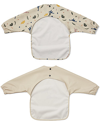 Liewood Bavagli Impermeabili Manica Lunga Merle - Dino Mix - 100% materiale riciclato! - Set da 2 Bavagli Impermeabili