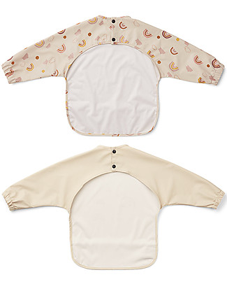 Liewood Bavagli Impermeabili Manica Lunga Merle - Rainbow Love Sandy - 100% materiale riciclato! - Set da 2 Bavagli Impermeabili