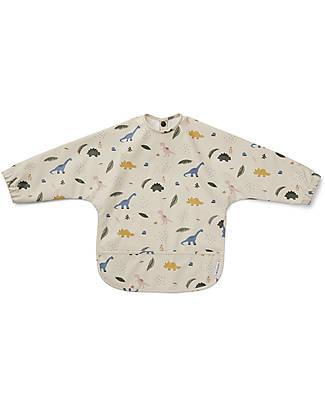 Liewood Bavaglio Impermeabile con Maniche e Tasca Merle - Dino - 100% Materiale Riciclato! Bavagli Impermeabili con Tasca