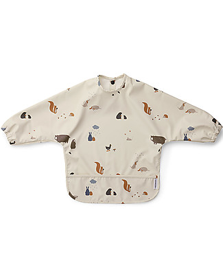 Liewood Bavaglio Impermeabile con Maniche e Tasca Merle - Friendship Sandy Mix - 100% Materiale Reciclato! Bavagli Coprispalla