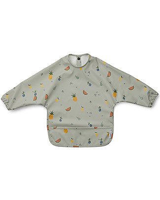 Liewood Bavaglio Impermeabile con Maniche e Tasca Merle - Frutta/Blu - 100% Materiale Reciclato! Bavagli Coprispalla
