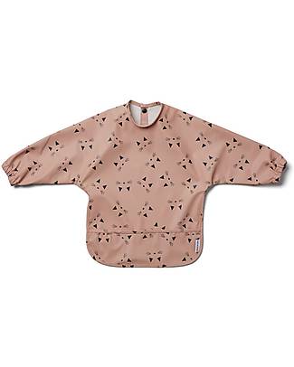 Liewood Bavaglio Impermeabile con Maniche e Tasca Merle - Gattino - Rose - 100% Materiale Riciclato! Bavagli con Maniche
