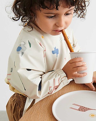 Liewood Bavaglio Impermeabile con Maniche e Tasca Merle - Safari/Sabbia - 100% Materiale Riciclato! Bavagli con Maniche