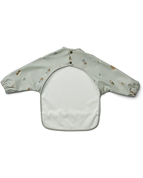 Liewood Bavaglio Impermeabile con Maniche e Tasca Merle - Vehicles/Dove Blue Mix - 100% Materiale Riciclato! Bavagli con Maniche