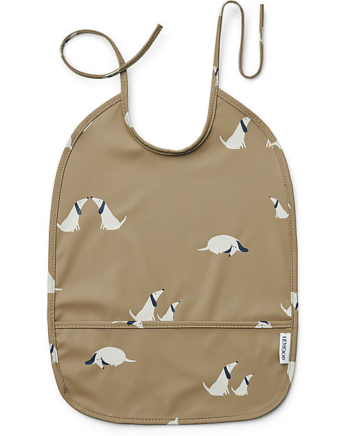 Liewood Bavaglio Impermeabile con Tasca Lai - Dog e Oat mix - 100% Materiale Riciclato Bavagli Impermeabili con Tasca