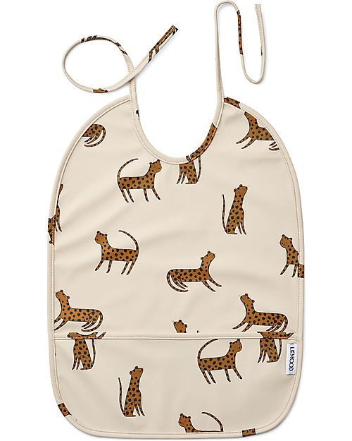 Liewood Bavaglio Impermeabile con Tasca Lai Leopardato - Sabbia - 100% Materiale Riciclato Bavagli Impermeabili con Tasca