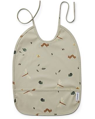 Liewood Bavaglio Impermeabile con Tasca Lai - Natura/Mist Mix - 100% Materiale Riciclato! Bavagli Impermeabili con Tasca