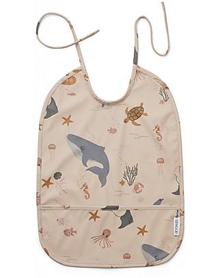 Liewood Bavaglio Impermeabile con Tasca Lai - Sea Creature - 100% Materiale Riciclato! Bavagli Impermeabili