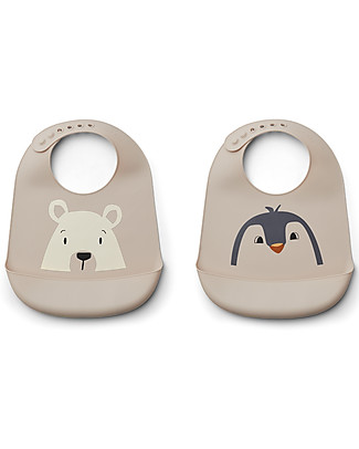 Liewood Bavaglio Impermeabile con Tasca Tilda - Silicone - Artic Mix - set da 2 Bavagli Impermeabili
