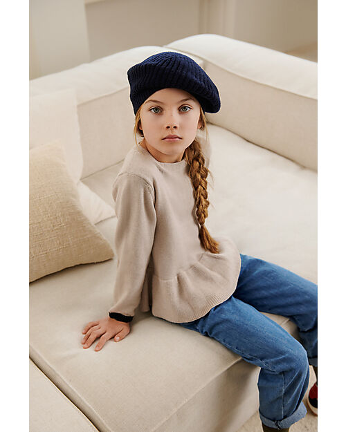 Liewood Berretto alla Francese Borg - Blu Navy - Lana e Cotone Cappelli Invernali