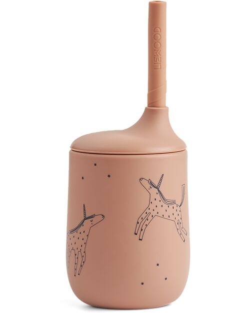 Liewood Bicchiere con Cannuccia Ellis - Unicorno - Pale Tuscany - 230 ml Bicchieri