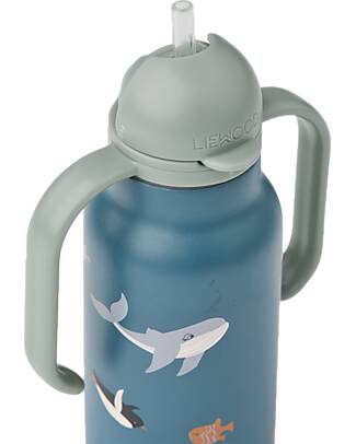 Liewood Borraccia in Acciaio con Manici Kimmie - 250 ml - Blu - Animali Marini Borracce Termiche