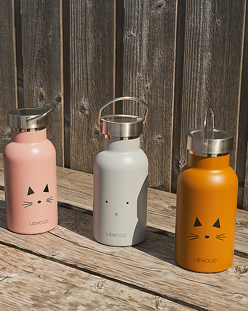 Liewood Borraccia Termica Bimba in Acciaio con doppio tappo 350 ml, Gatto Rosa Borracce Termiche