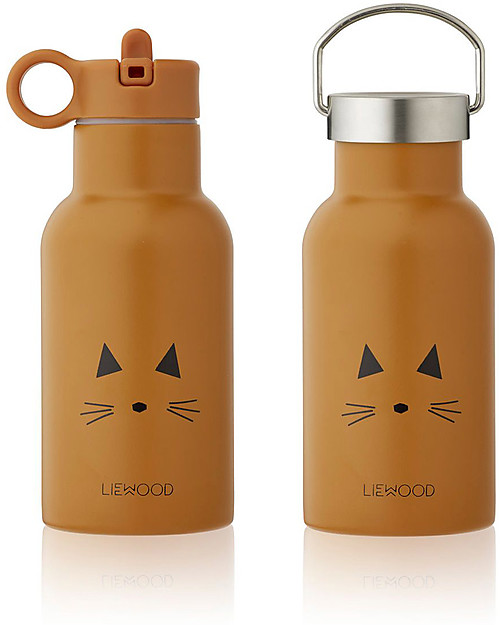 Liewood Borraccia Termica Bimbi in Acciaio con doppio tappo 350 ml - Gatto Mostarda Borracce Termiche
