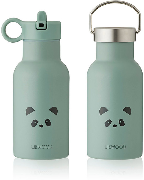 Liewood Borraccia Termica Bimbi in Acciaio con doppio tappo 350 ml - Panda Menta Borracce Termiche