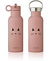 Liewood Borraccia Termica Bimbi in Acciaio con Due Tappi - 500 ml - Gatto Rosa con finitura opaca Borracce Termiche