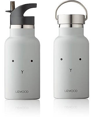 Liewood Borraccia Termica Bimbo in Acciaio con doppio tappo 350 ml, Coniglio Grigio Borracce Termiche