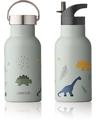 Liewood Borraccia Termica Bimbo in Acciaio con doppio tappo 350 ml - Dino Celeste Borracce Termiche