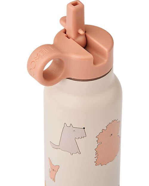 Liewood Borraccia Termica Falk Bimbi in Acciaio - 350 ml - Cani e Gatti - Sabbia Borracce Termiche