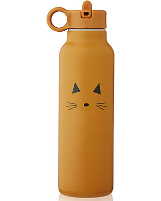 Liewood Borraccia Termica Falk Bimbi in Acciaio - 500 ml - Gatto - Mostarda Borracce Metallo