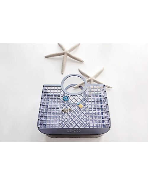 Liewood Borsa da Spiaggia in Rete Small Samantha con Charms - Lavanda - Multifunzionale! Giochi da Spiaggia