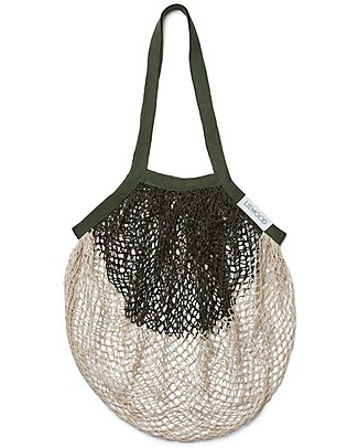 Liewood Borsa in Rete Nuka - Verde e Sabbia - 100% Cotone Biologico Borse Pic Nic