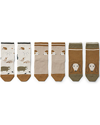 Liewood Calzini Silas Friendship Sandy Mix - pacco da 3 Paia - Cotone Elasticizzato Calzini