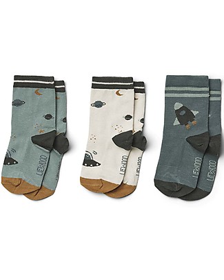 Liewood Calzini Silas Space Blue Mix - pacco da 3 Paia - Cotone Elasticizzato Calzini
