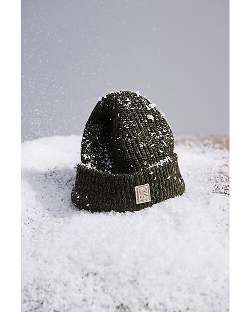 Liewood Cappellino Emilio con Logo Lavorato a Maglia - Army Brown - 100% Lana Riciclata Cappelli Invernali