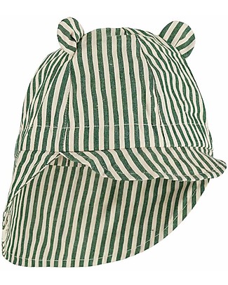 Liewood Cappellino Estivo Gorm - 100% Cotone bio - Righe Verde/Sabbia/Blu Cappelli Estivi