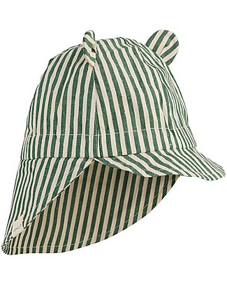 Liewood Cappellino Estivo Gorm - 100% Cotone bio - Righe Verde/Sabbia/Blu Cappelli Estivi